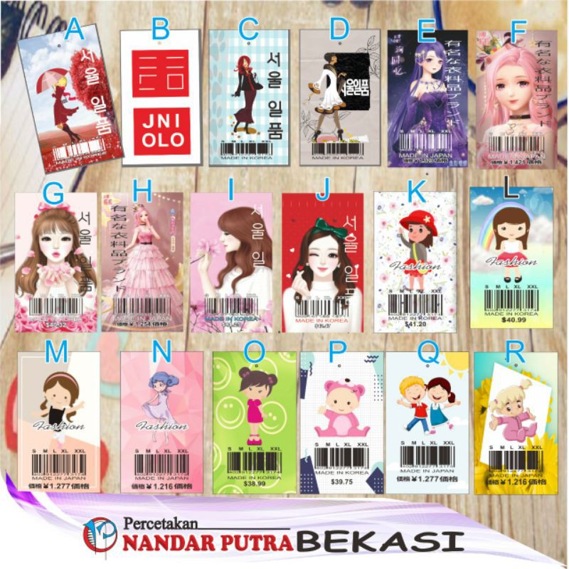 

(56pcs) hangtag baju import/hangtag baju korea/hangtag baju jepang