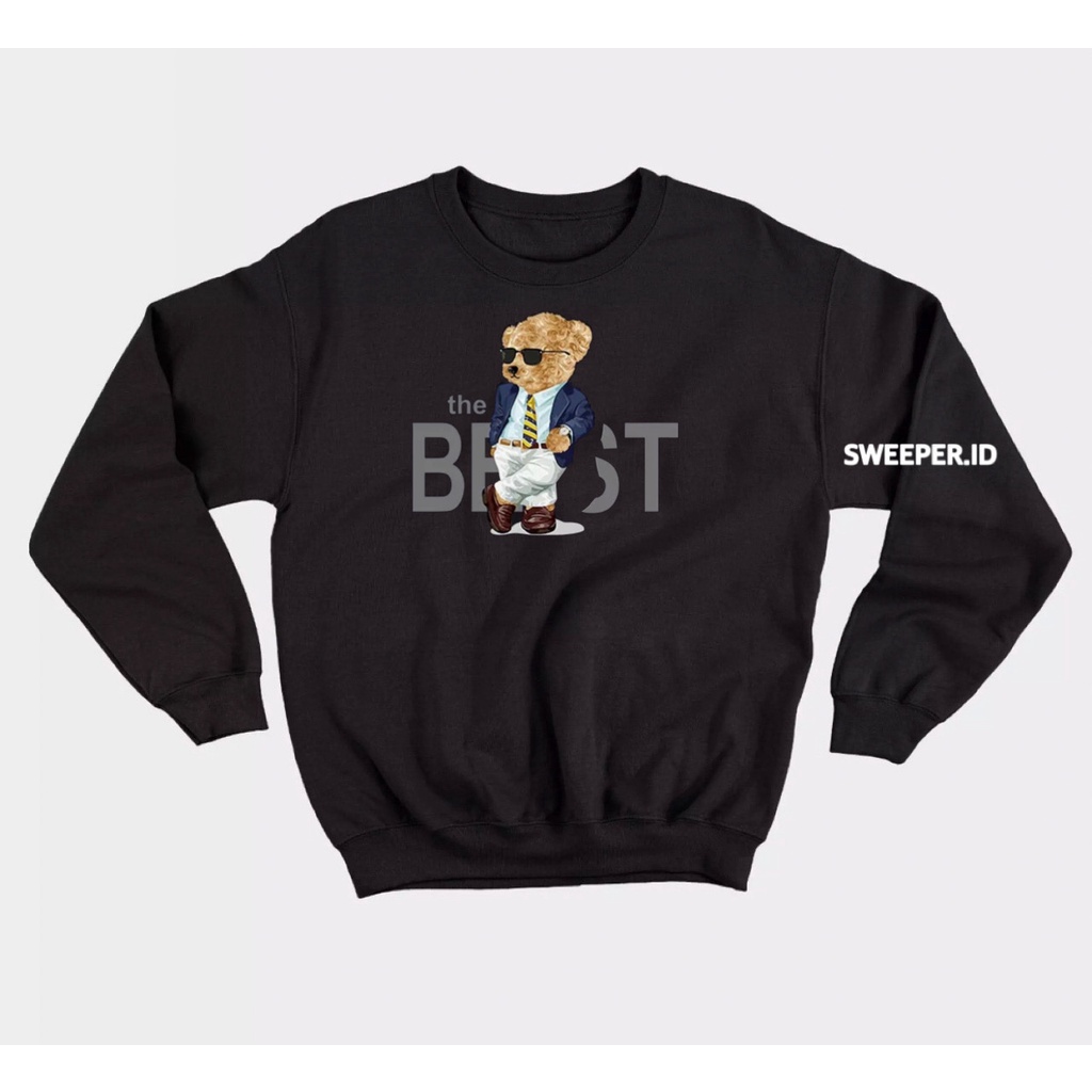 SWEATER CREWNECK TEDDYBEAR THE BEST BAHAN FLEECE BAHAN FLEECE