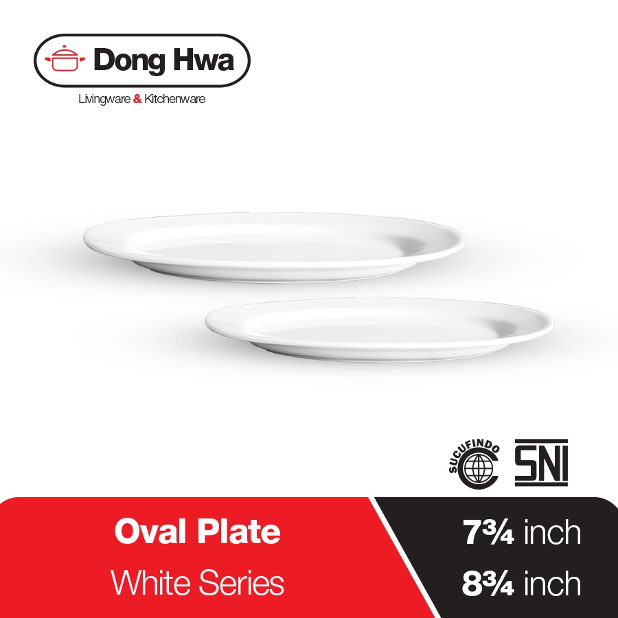 Dong Hwa Piring Saji Oval Keramik Putih