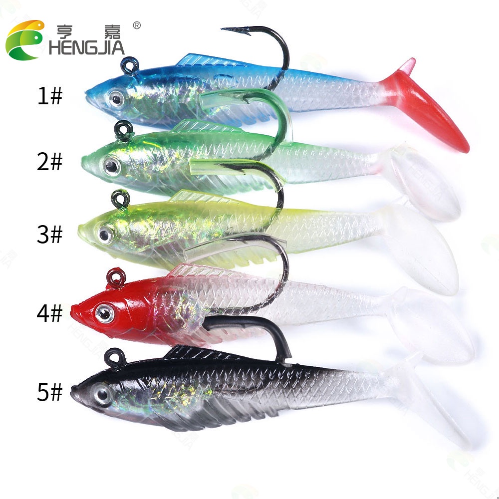 (Ready Stock) Hengjia 5pcs / Lot Umpan Pancing Soft Bait Bentuk Ikan Imitasi 11.5g 19.8g