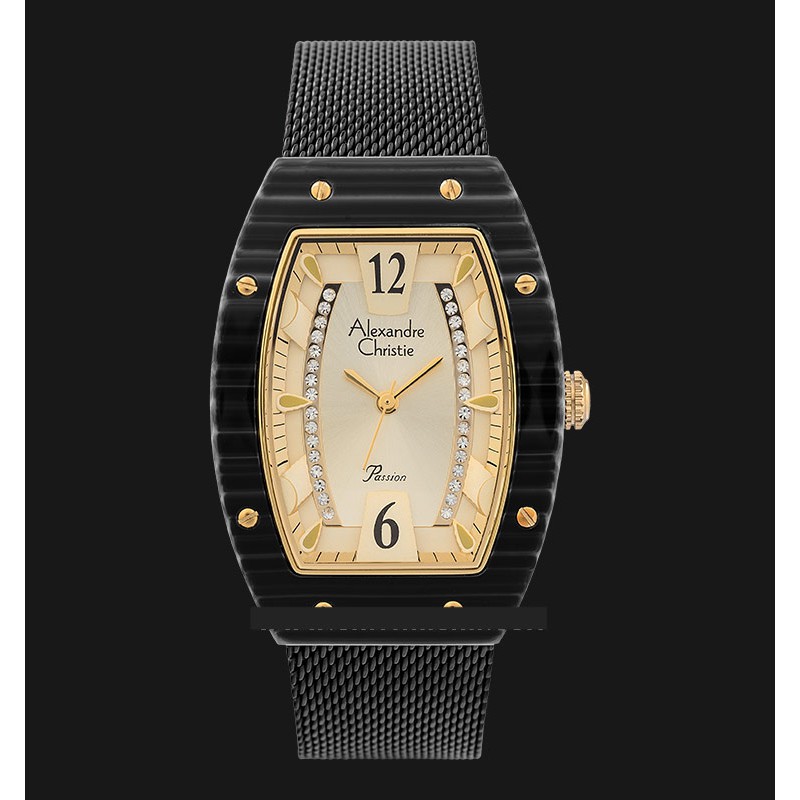 Jam Tangan Alexandre Christie Passion AC 2778 LH BGBIV Wanita Black Gold