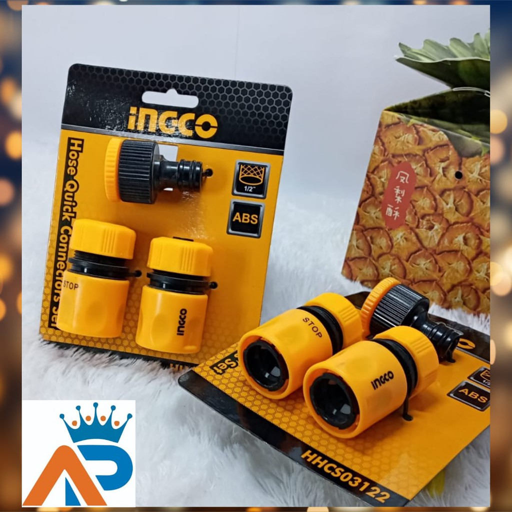 INGCO 3pcs Hose Quick Connector-Sambungan selang PVC