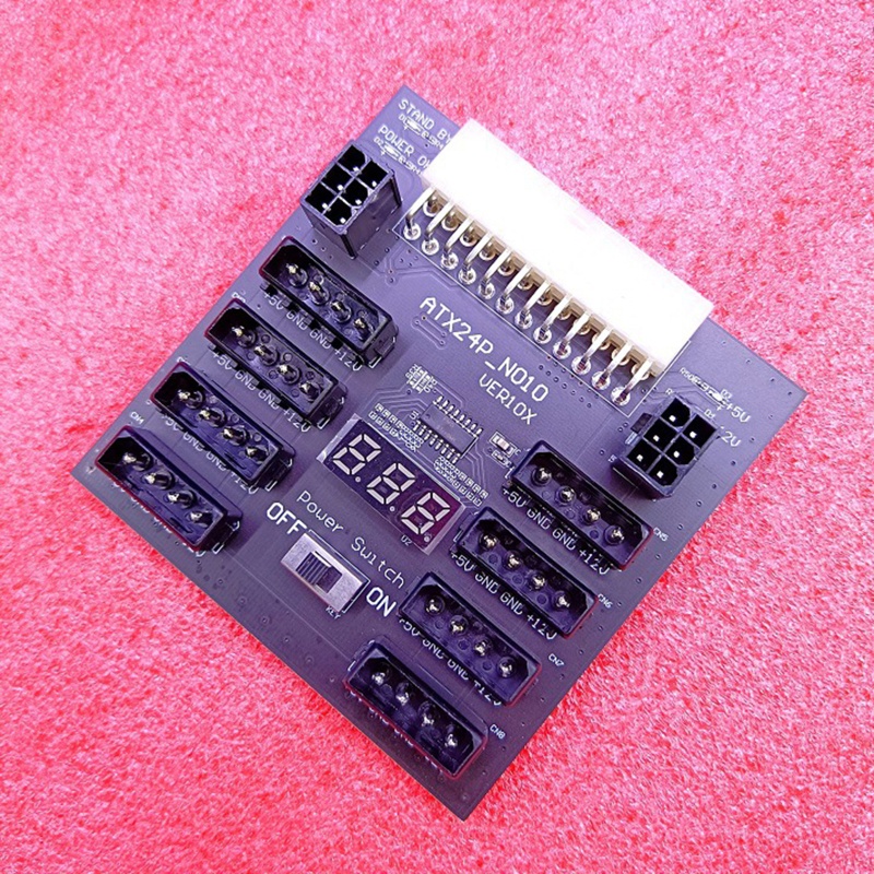 Papan Power Breakout ATX 24pin Ke IDE 8x4pin 2pin 800W Untuk Mesin Mining
