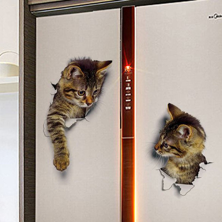 stiker tembok kucing 3d decorative wall stickers (3G2) aar007