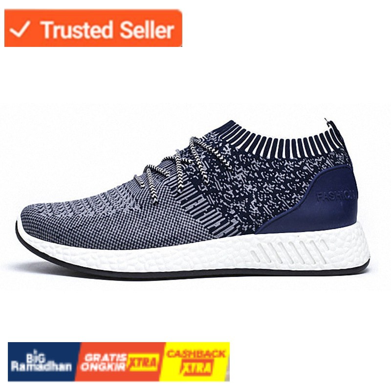 SNEAKERS COWOK HITAM BIRU MISTY  Leedoo Sepatu Pria Import Sneakers Fashion Sepatu Olahraga