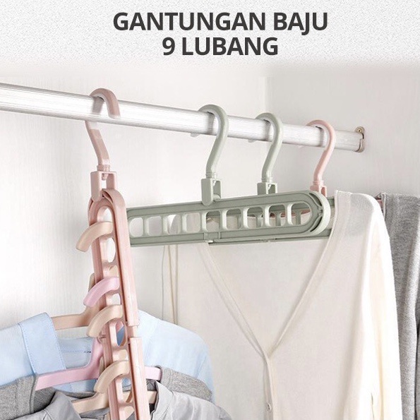 Hanger pakaian instant 9 in 1 / Gantungan baju ajaib