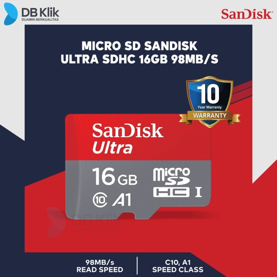 Micro SD SanDisk Ultra SDHC 16GB 98MB/s - SDSQUAR-016G-GN6MN