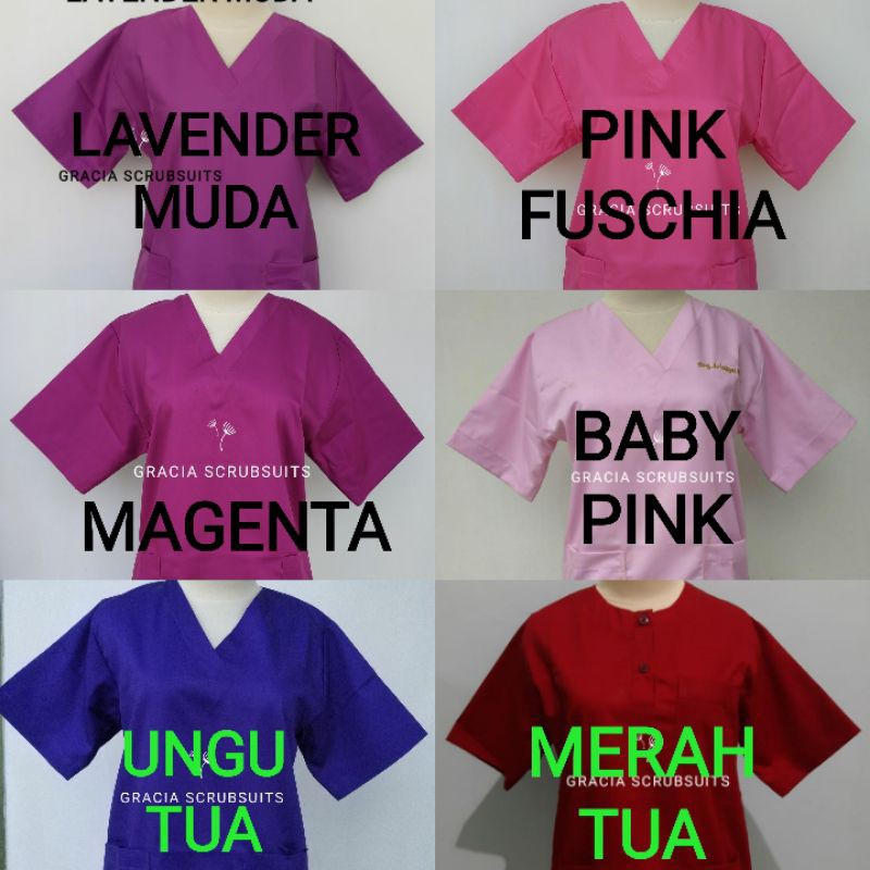 READY STOCK! GRACIA SCRUBSUITS - Baju jaga/baju scrub/jaga malam/oka/ APD bahan drill dokter MURAH
