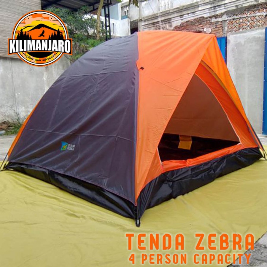 Tenda Double Layer Kapasitas 4 person Tenda Camping Zebra