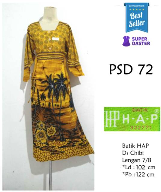 Daster HAP Panjang long dress lengan 7/8