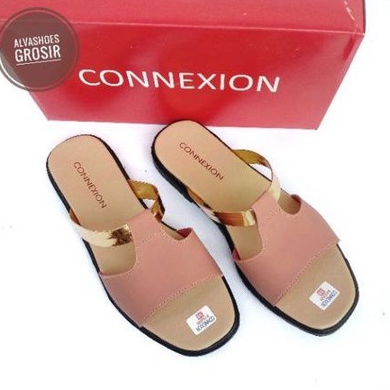 Sandal slop wanita model selop emas