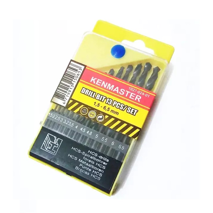 KENMASTER Mata Bor Besi Set 13 Pcs Atau Drill Bit 13Pcs Set Kenmaster 1,5 - 6,5 mm Mata Bor Besi Set 13 pcs HSS Original Drill Bit