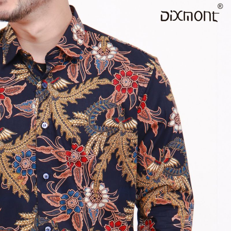 Dixmont Kemeja Pria Batik Panjang Hem BL00321