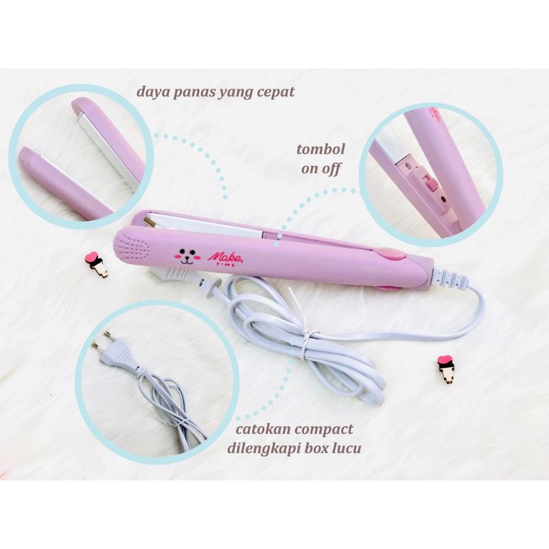 Catokan Mini Alat Catok Rambut Mini 2in1 Set Lurus dan Keriting Make Time