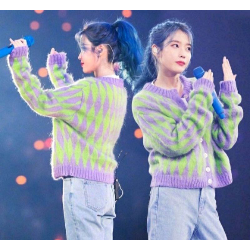 JIEUN cardigan (READY STOCK IU KPOP FUR CARDI KARDIGAN OUTER RAJUT PINTEREST ARGYLE)