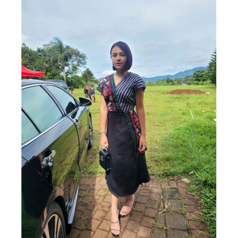 DRESS ANDIN MOTIF SONGKET TENUN BUKAN PRINTING DRESS BATIK MELVY DRESS Zero~ 1470# DRESS POLKADOT