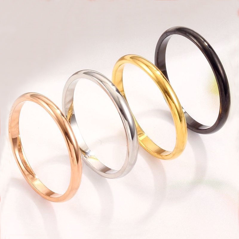 [ACKER] 24K Titanium Couple Ring Mode Wanita Sederhana Dan Halus Cincin Titanium Cincin Emas Mawar