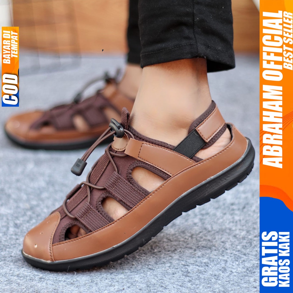 Sepatu Sendal Pria Casual Sepatu Slop Keren Kerja Outdoor Kulit PU Original LEXXA ABRAHAM