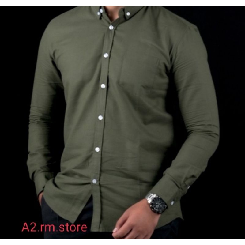 KEMEJA POLOS CASUAL SLIMPIT PRIA LANGAN PANJANG BAHAN IMPORT