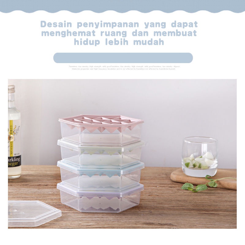 Cetakan Es Batu Hexagonal DIY Kreatif  Cetakan Agar Agar Cetakan Makanan 24 Slot dengan Penutup