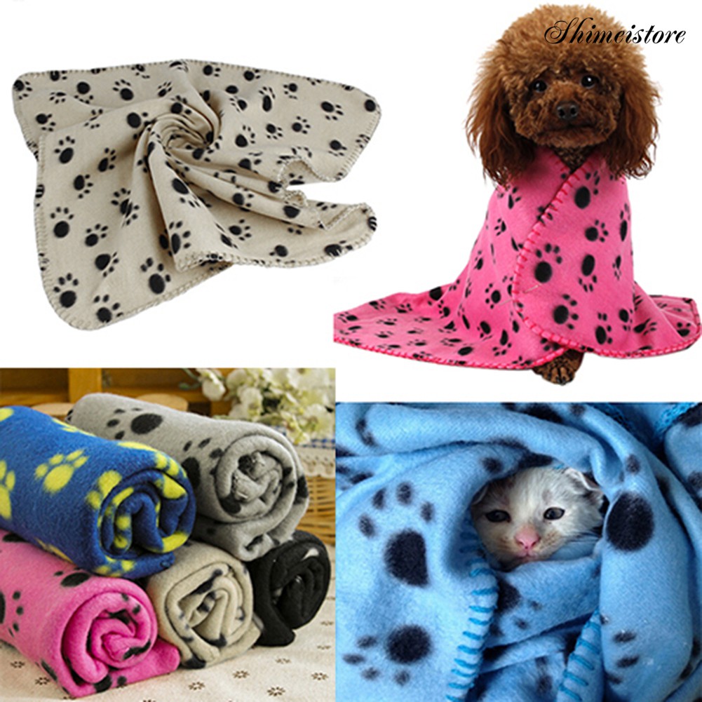 Ready Pet Cat Kitten Dog Puppy Winter Blanket Warm Beds Mat Cover Soft Fleece Paw Print Shopee Indonesia