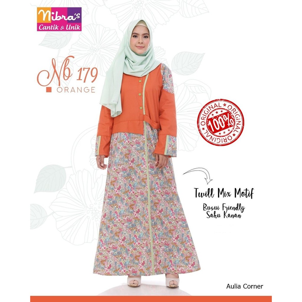 EKSLUSIF Baju Gamis Model Sekarang Nibras NB 179 Orange Model Baju Gamis