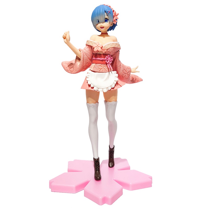 Mainan Action Figure Anime Re: Life In A Different World From Zero Rem Dengan Sakura Kimono Pink 23cm Bahan PVC