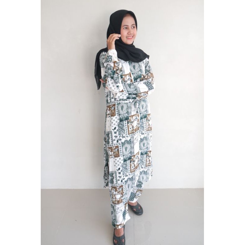 Long tunik rayon/ setelan long tunik / setelan rayon