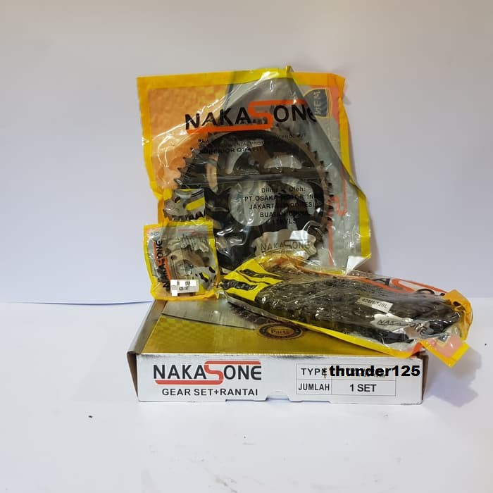 Gear Set Thunder 125cc GirSet Depan Belakang Rantai Komplit Nakasone TRB