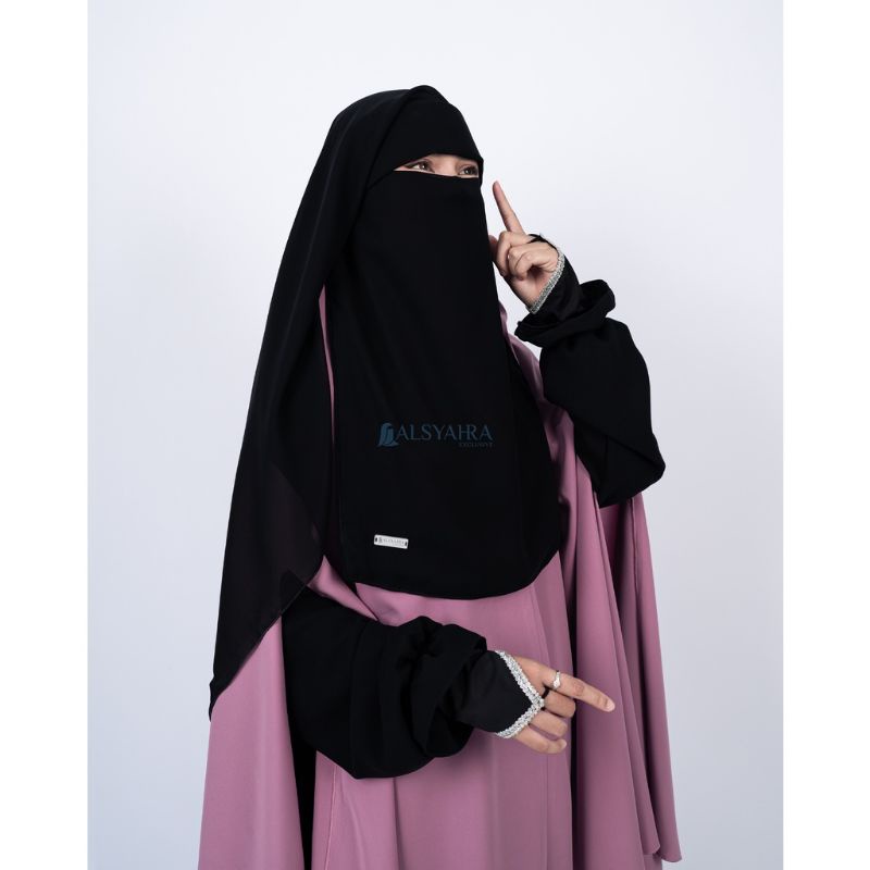 Niqab Yaman Poni Sifon Silk Jetblack By Alsyahra Exclusive