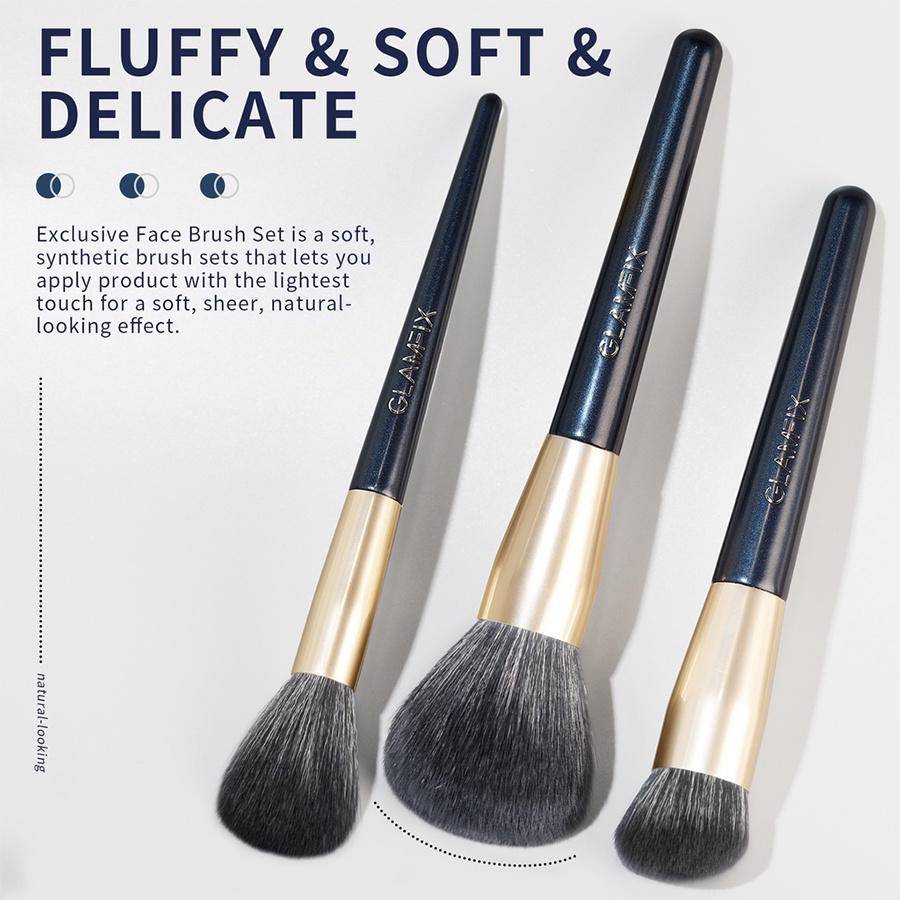 ❤ BELIA ❤ GLAMFIX Pro Limited Brush Set 5pcs | Exclusive Face Brush Set 3 Pcs | Exclusive Contour Brush Set 3 Pcs | FREE POUCH | GLAM FIX Alat Kecantikan Makeup