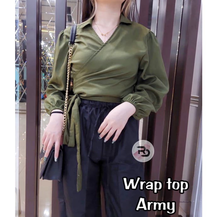 BEFAST - ZRD OOTD Wanita Blouse RYUNA / WRAP TOP / WRAP TOP TALI POLOS / Wrap Top Import / Blouse Tali Ikat keluaran Terbaru / Blouse Polos Casual Wanita / Atasan Lengan Balon Panjang / Blouse Viral Di Tiktok 2022 / Fashion Kekiniaan Wanita Remaja