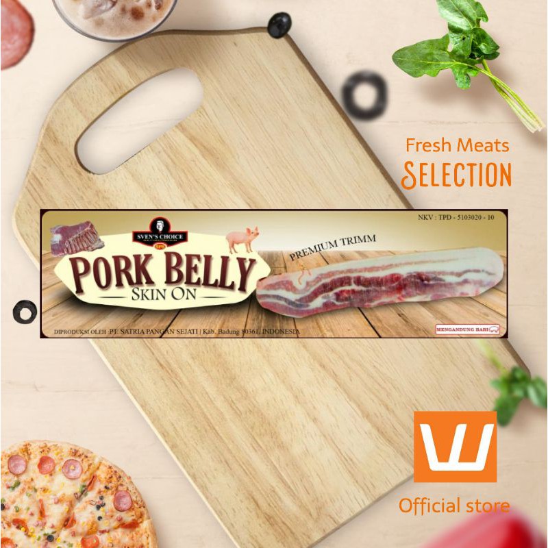 

DAGING BABI SVEN'S CHOICE PORK BELLY SKIN ON SAMCAN KULIT 500g PREMIUM BALI NO OFFCUT