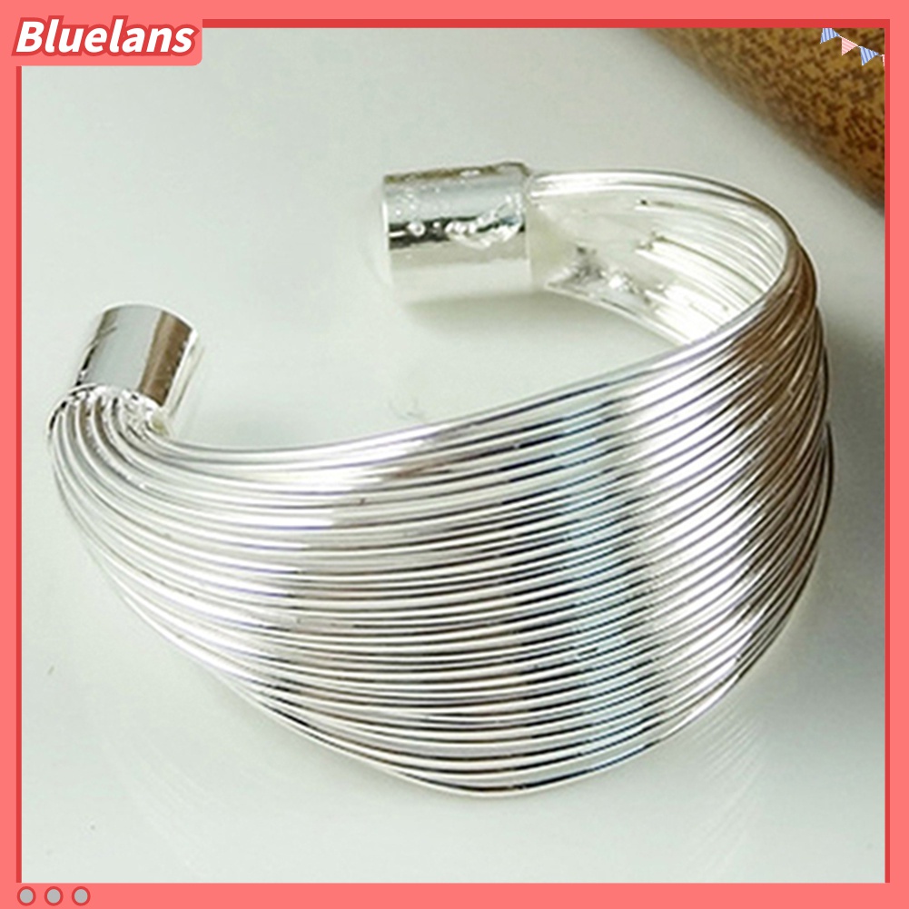 Cincin Jari Model Terbuka Lapis Perak Dapat Disesuaikan Untuk Wanita