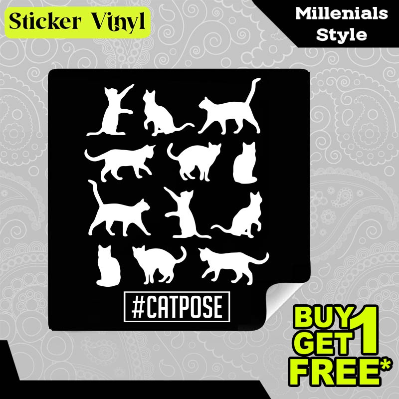 

Stiker Sticker Cat Pose Gambar Unik Desain Keren dan Kekinian Aesthetic Bahan Vinyl Satuan Anti Air