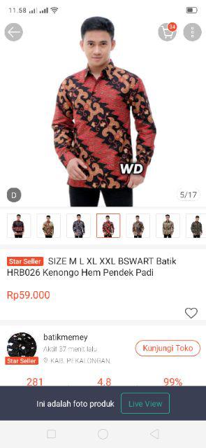 Size M L Xl Xxl Bswart Batik Hrb026 Kenongo Hem Pendek Padi Pekalongan M L Xl Batik Pria Murahl