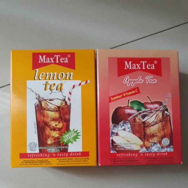 

MaxTea LEMON / APEL / PEACH tinggi Vitamin C 125gr ( 5 sachets / box )