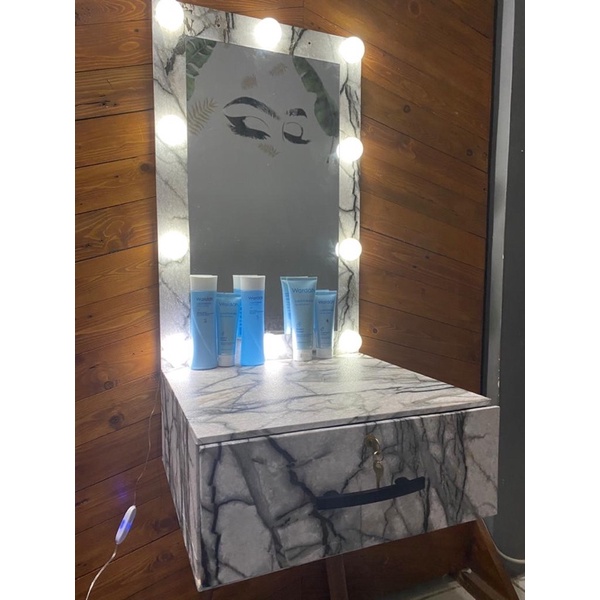 meja rias minimalis/ meja rias gantung/ vanity mirror/ tolet/ kaca rias
