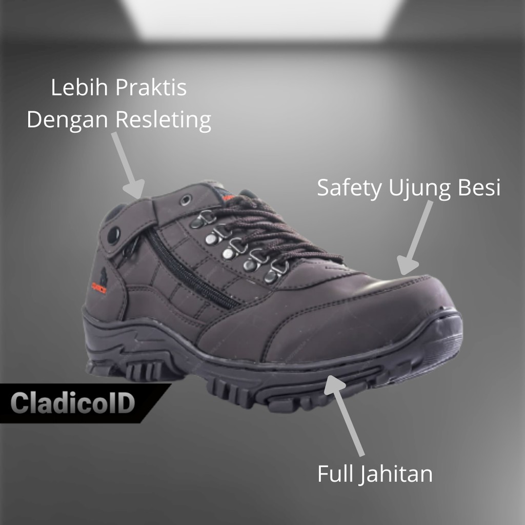 Sepatu Safety Pria Boot Pendek Ujung Besi Cocok Dipakai Kerja Lapangan Outdoor Proyek Hiking Mendaki Gunung Sefty Shoes Modern Keren Sylish Anak Muda Sepatu Cladico