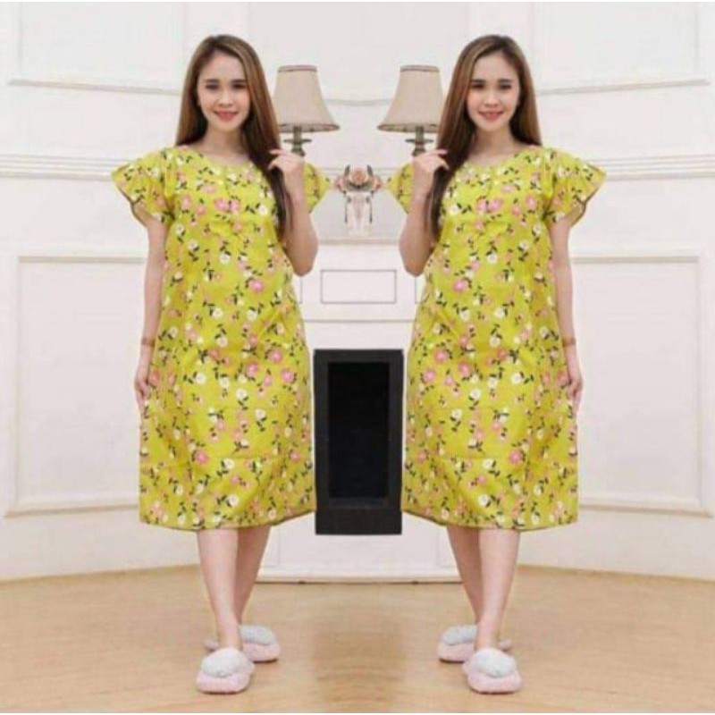 ECER DASTER JUMBO LD 130 CM / DASTER IBU UKURAN XXL /DASTER BUSUI /DASTERJUMBO MOTIF TERBARU / PAKAIAN WANITA-BUNGA SAKURA HIJAU