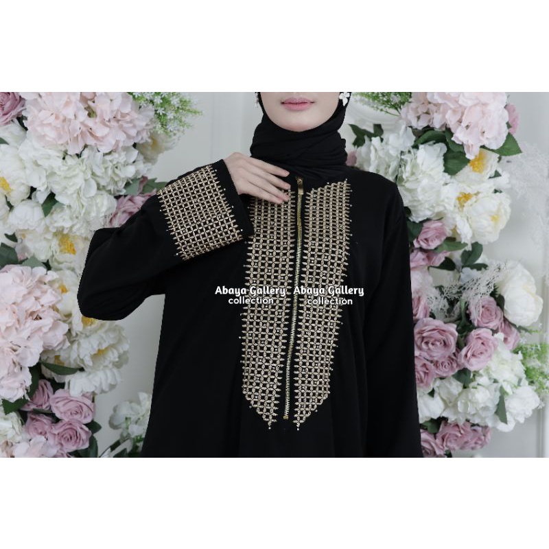 Gallery Exclusive Abaya Hitam Gamis Bordir Turkey Azwa Busui