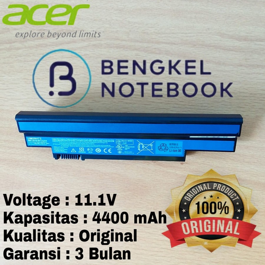 Baterai Acer Aspire One AO532H UM09C31 UM09H31 UM09H36 UM09H41 Black