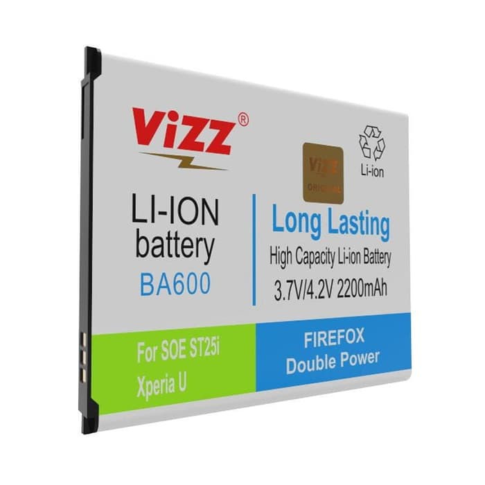 Vizz Double Power Battery Batre Baterai Vizz Sony BA600 U S P ST25i LT26i BA-600 BA 600