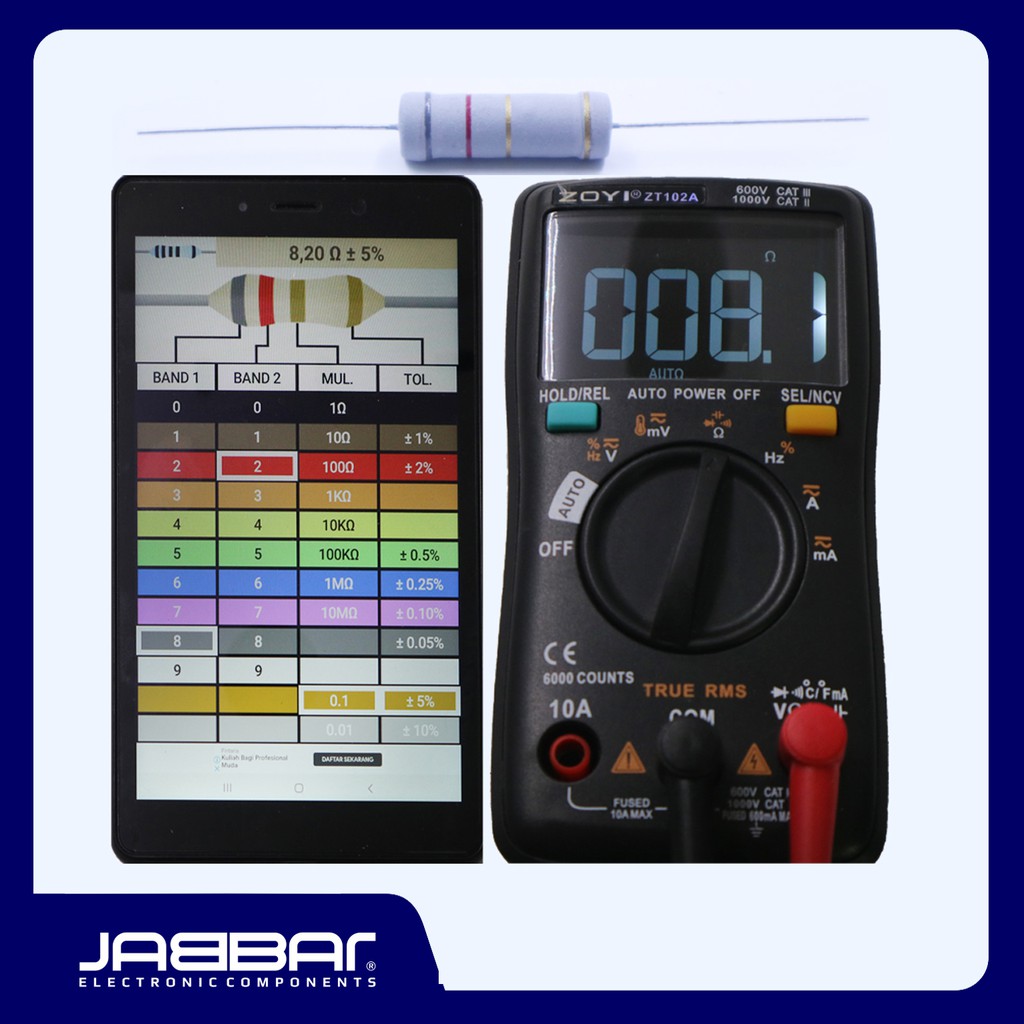 RESISTOR 8R2 OHM 5W 5% DIP (8,20 OHM) - 5 PCS