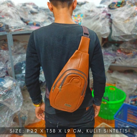 1 KG = 4 PCS Tas Cowo Lokal Semarang Murah Casual Male Selempang Dada Kulit Buatan Buat Pria Sejati