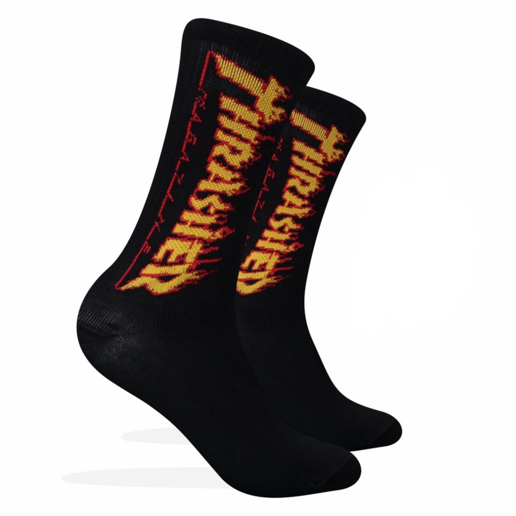 Kaos Kaki Motif Thrasher Hitam Merah ( M97 )