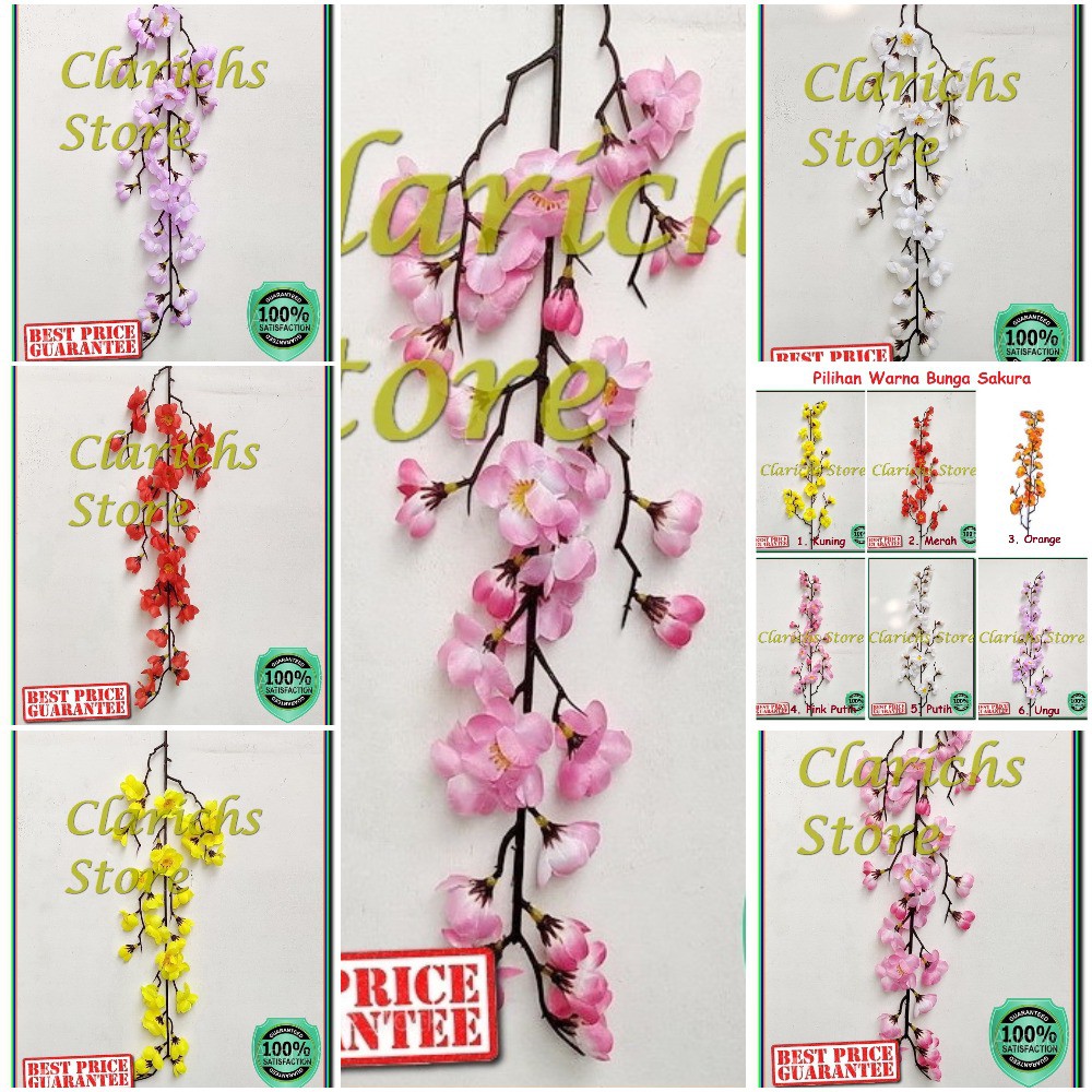 Tangkai Bunga Sakura - Bunga Plastik Sakura Imlek Artificial Pajangan Hiasan Rumah Konyan Gong Xie-2