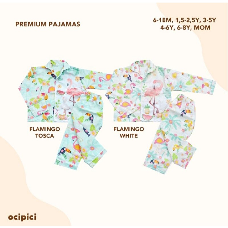 Ocipici Piyama Anak Perempuan Motif Flamingo / Ocipici Piyama Anak Gambar Flamingo / Ocipici Pajamas