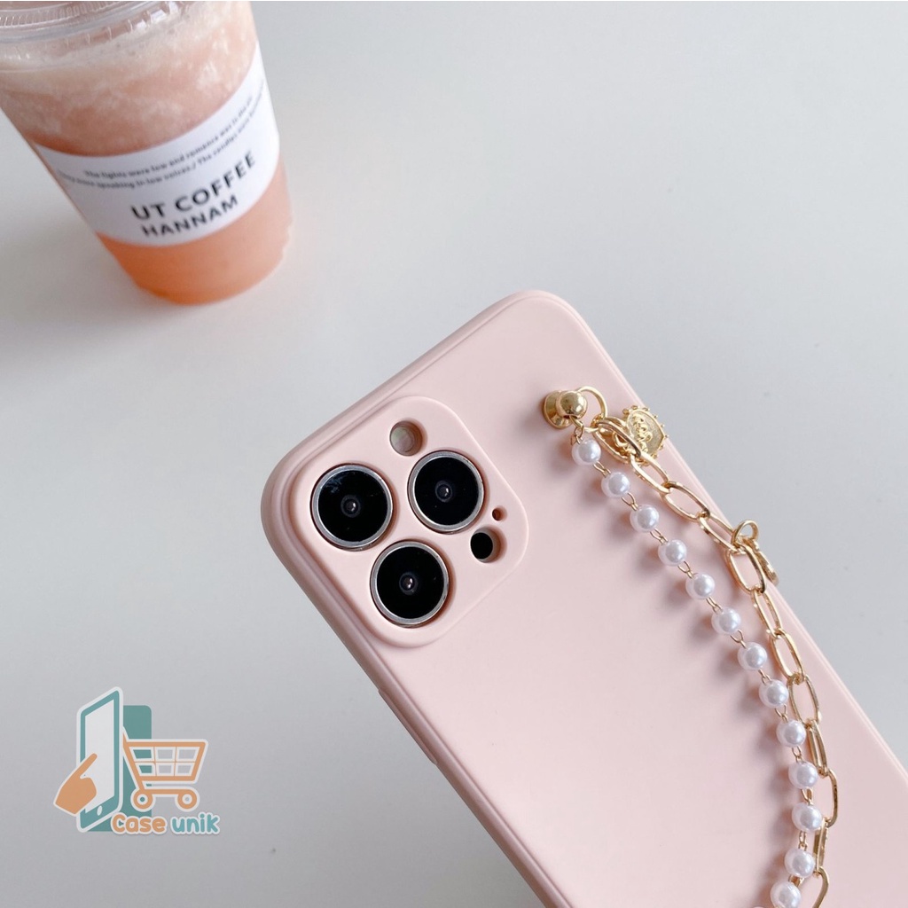 SOFTCASE MACARON RANTAI MUTIARA CHAIN GRIP IPHONE 11 12 MINI PRO MAX 13 MINI PRO CS4088