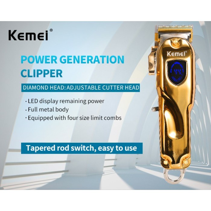 Kemei Hair Trimmer Rambut Cordless km 2010 silver/GOLD lcd display kemei